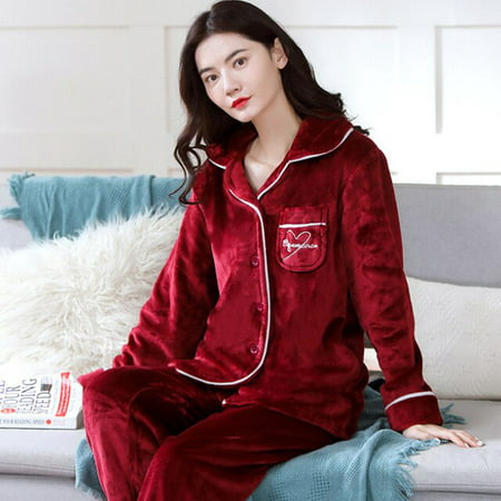 

CoCopeaunt Warm Flannel Pajamas Set For Women Thick Coral Velvet Long Sleeve Pyjamas Sets nightgown Pijama Suit Mujer female Homewear