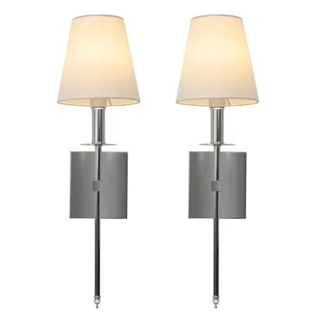 110 120V Set 2 Hardwired Sconce Fixture Chrome White Wall Sconces Wall Light