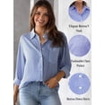 thumbnail image 3 of Charmo Striped Button Down Blouses Shirts for Womens Dress Shirts Long Sleeve Collared Blouses Work Business Casual Tops, 3 of 10