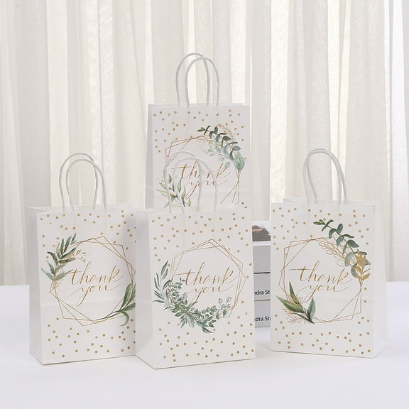 Thank You Gift Bag Printed Text Handbag Gift Packaging Bag Kraft Paper Bag Shopping Bag Wholesale in Stock