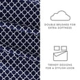 thumbnail image 5 of Noble Linens 4 Piece Pattern Microfiber Bed Sheets Set, Navy Quadrafoil, Queen, 5 of 13