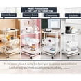 thumbnail image 6 of Alexent 3-Tier Rolling Storage Cart with Table Top, Sturdy Metal Utility Cart with Wheels & Hanging Cups, Rolling Organizer Trolley for Home Kitchen, White, 6 of 8