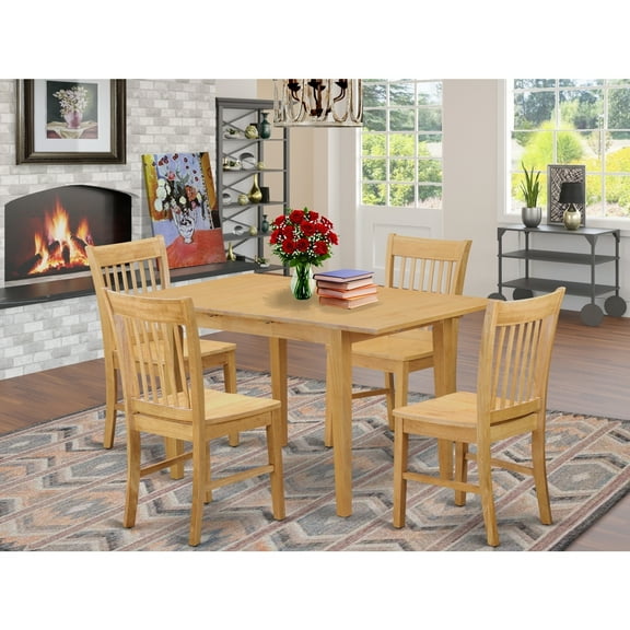 HomeStock Vintage Variety Dinette Set- Table With A 12" Leaf And Dining Chairs