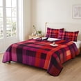 thumbnail image 2 of King Quilt Set 96''x106'', Red Purple Lightweight Bedspread Coverlet Set with 2 Pillow Shams, Modern Striped Plaid Abstract Oil Painted Breathable All Season Quilt Bedding for Bedroom/Guest Room, 2 of 9