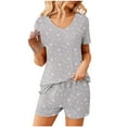 thumbnail image 2 of GERsome Womens Pajama Sets 2 Piece Soft Short Sleeve Tops and Shorts Sleepwear V Neck Pjs Lounge Set S-2XL (Gray,XL), 2 of 6