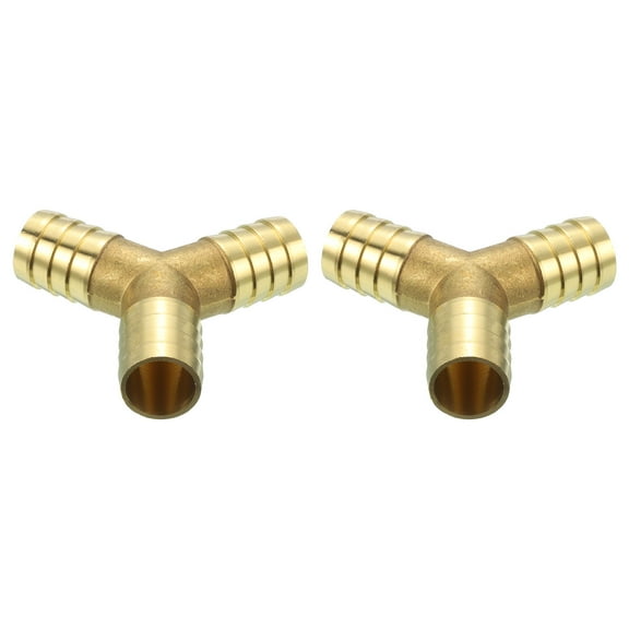 2 Pack Brass Hose Barb Fitting Y Shaped 3 Way Connector Coupler, 3/4" ID Brass Fitting Air Hose Fittings for Connecting Water Fuel Air, Oil Hoses