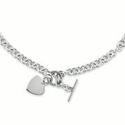 Stainless Steel Polished Heart Toggle Necklace (Weight: 28.76 Grams, Length: 18 Inches)