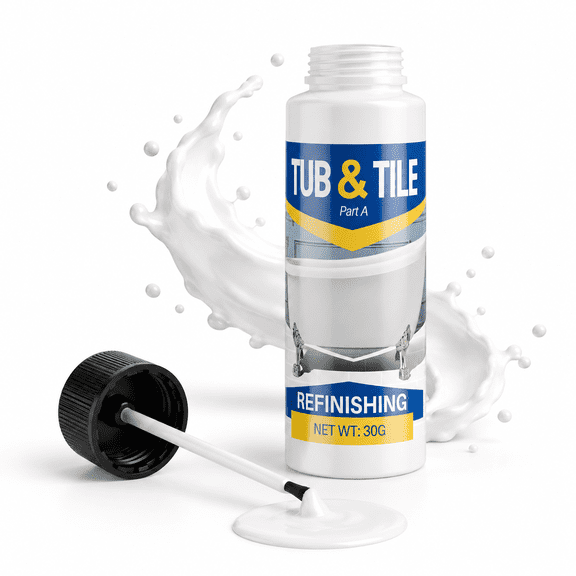 Tub And Tile Refinishing Kit 1.05 Fl Oz (Pack of 1) White Water Based For Bathroom Kitchen