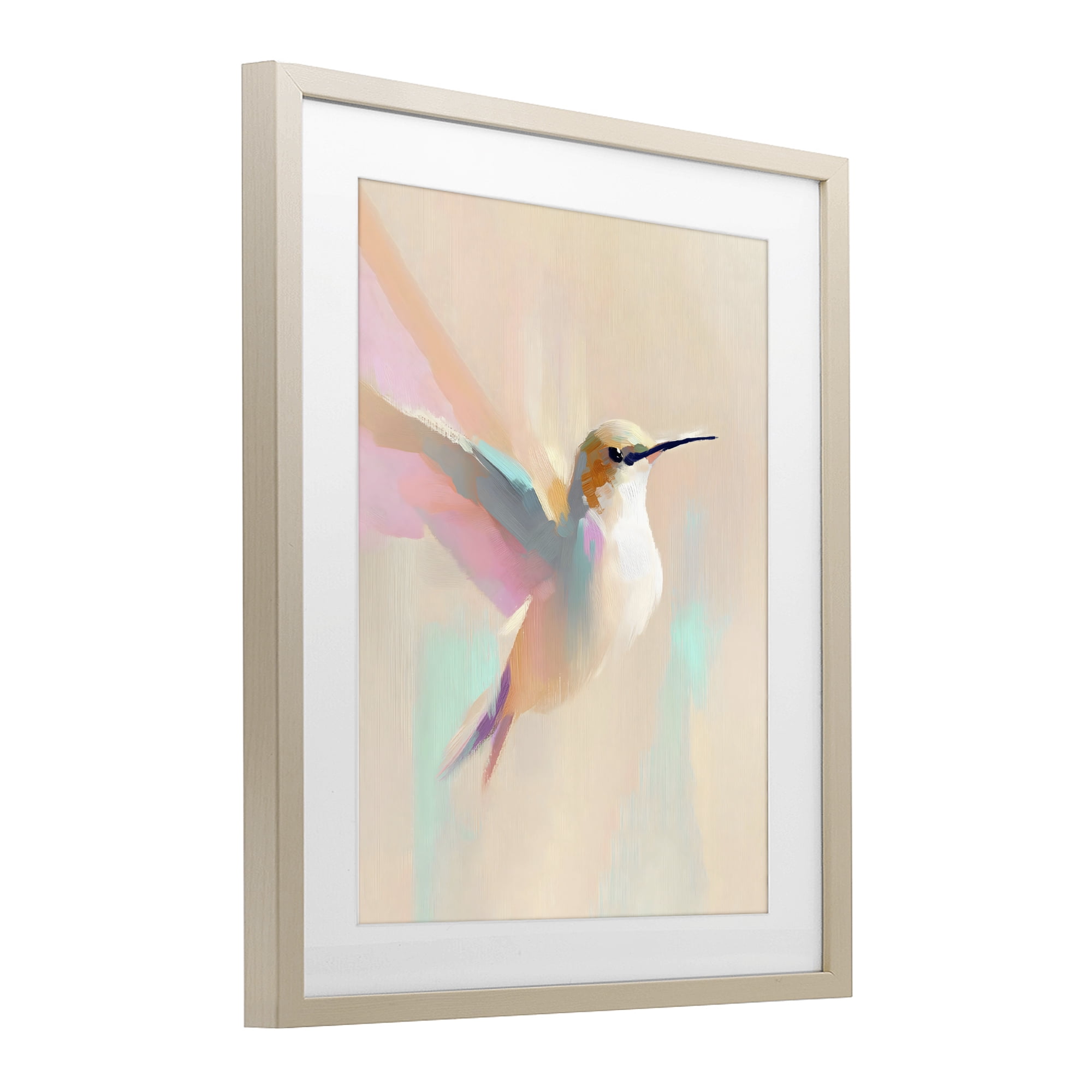 Stupell Industries Pastel Hummingbird in Flight Birch Framed Print Under Glass, design by The Prints Vibe