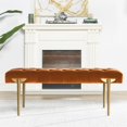 thumbnail image 2 of Jennifer Taylor Home Aria Upholstered Gold Accent Bench Burnt Orange, 2 of 13