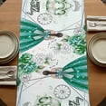 thumbnail image 5 of Table Runners 72 Inches Long Dress Scarves, Happy Birthday Farmhouse Kitchen/Dining Table Runner, Coffee Tablerunners, Green Dress Crown Carriage Flowers Butterfly 13x72 Inch, 5 of 9