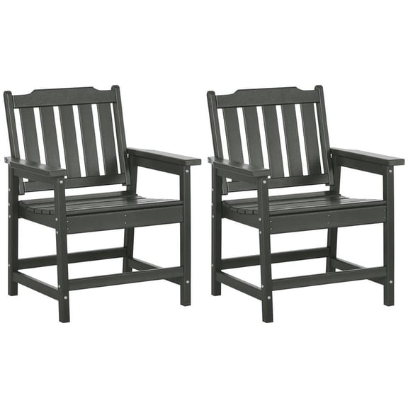 Topcobe 2-Piece Weatherproof Deck Chairs, Sturdy HDPE Outdoor Dining Set, Wood-Like Garden Furniture, Gray Collection