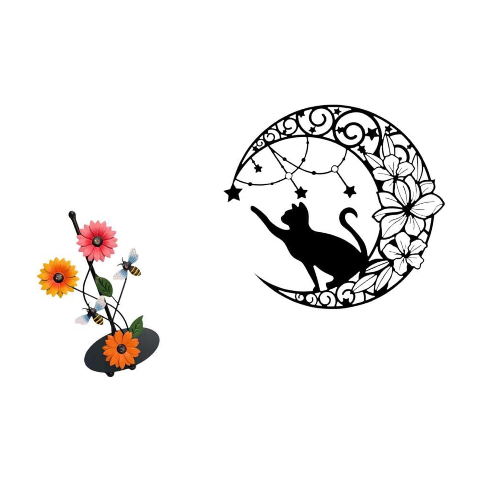 Fiocias Toilet Paper Holder Iron Paper Towel Holder Countertop Metal Black Cat Wall Decor Statue Figurine Minimalist Wall Art Sculpture Ornament Sturdy Constr