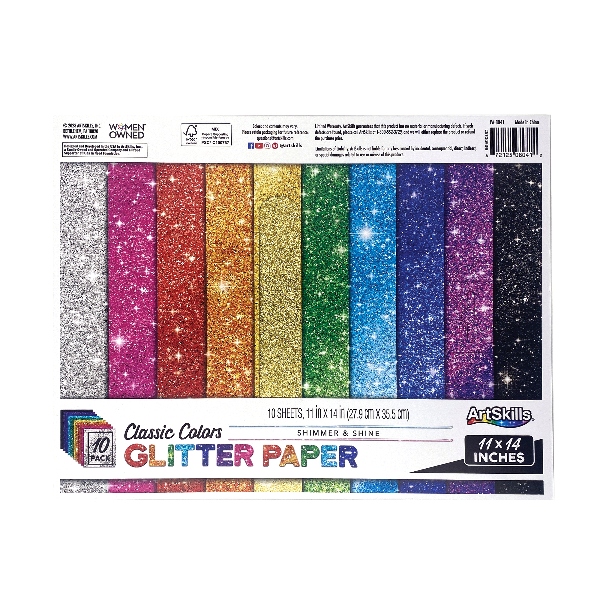 ArtSkills Glitter Paper for Arts and Crafts, Scrapbooking, 11" x 14", Assorted, 10 Pcs - image 2 of 6