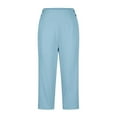 thumbnail image 5 of Yubnlvae Women's High-Waist Crop Work Pants for Summer Casual & Yoga Fashionable Elastic Waist Slacks with Side Slits for Women (Sky Blue | M), 5 of 6