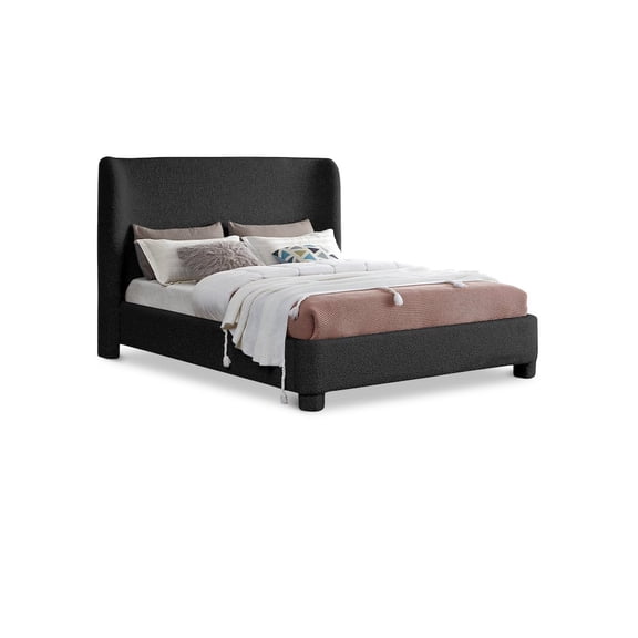 Meridian Furniture Penny Black Boucle Fabric Full Bed