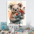 thumbnail image 2 of Designart Koala Bear Love Holding Flowers Canvas Wall Art, 2 of 5