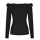 thumbnail image 5 of Ichuanyi liquidación para mujer clásico fuera del hombro al alabarrok manga larga mujer sólida tops otoño ICHUANYI WER202308243320, 5 of 9