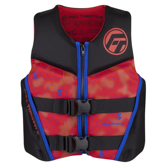 Full Throttle 142500-100-002-22 Youth Rapid-Dry Flex-Back Life Jacket - Red