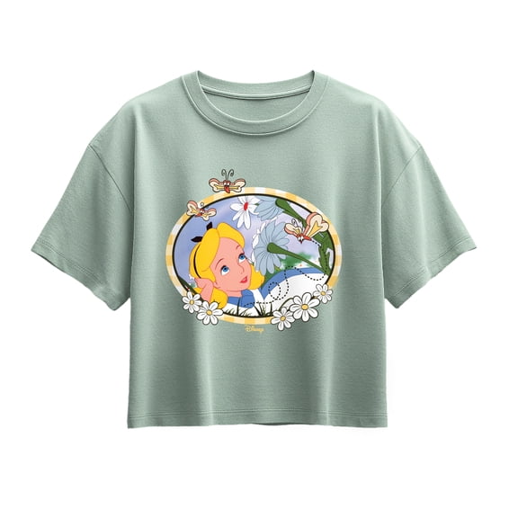 Alice in Wonderland - Alice Daisies Girls' Short Sleeve Boxy Graphic T-Shirt