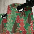 thumbnail image 3 of Ambesonne Christmas Grommet Curtain, Tree Pines Swirl Dot, 50" x 84", Dark Coral Dark Green, 3 of 6