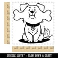 thumbnail image 2 of Happy Dog with Bone in Mouth Square Rubber Stamp Stamping Scrapbooking Crafting - Medium 1.75in, 2 of 7