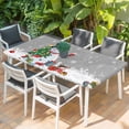 thumbnail image 2 of Grey Snowman Christmas Table Cloths for 6 Foot Rectangle Tables, Gifts Xmas Tree Winter Snowflake Patio Waterproof Elastic Fitted Tablecloths, Washable Rectangular Table Cover for Camping, 2 of 8