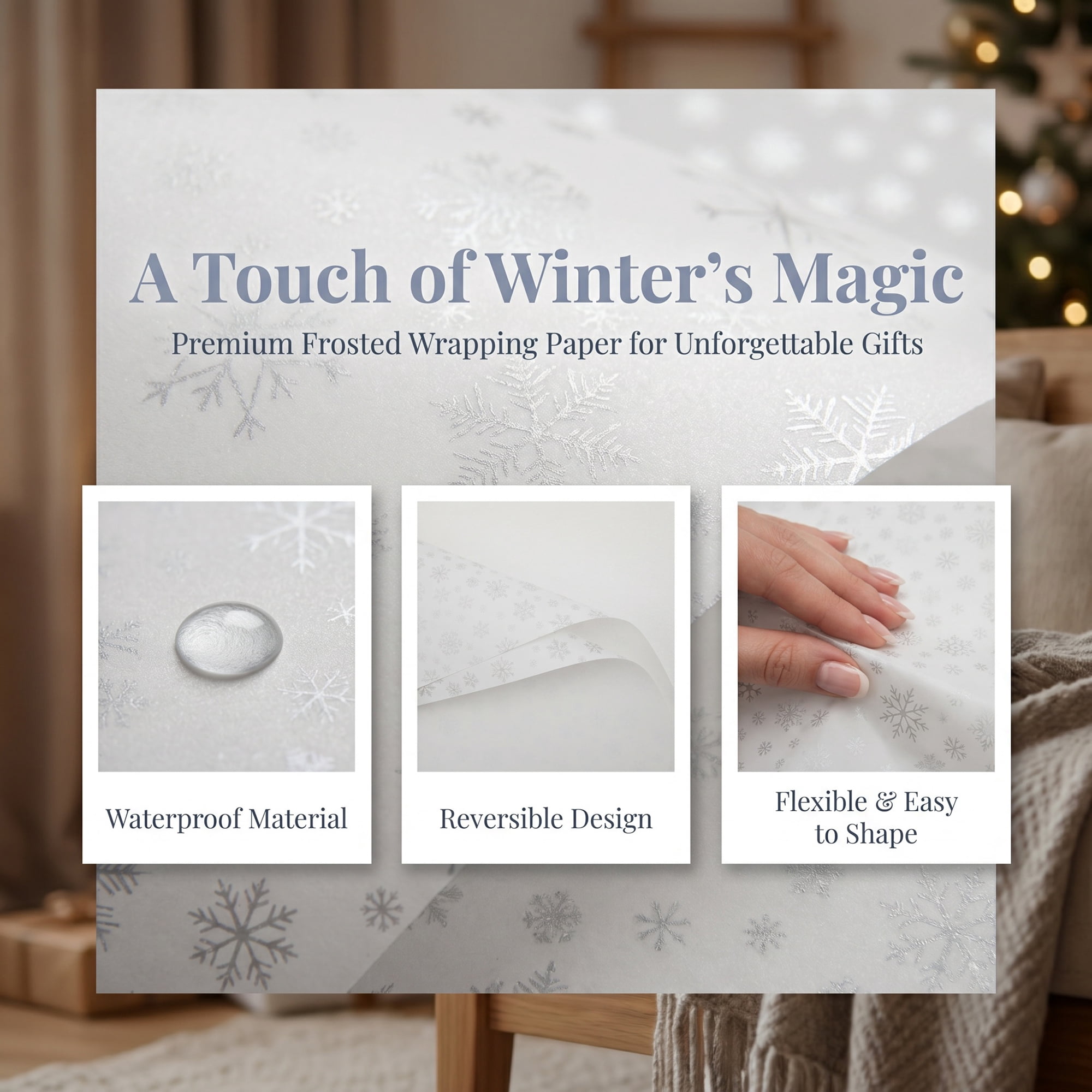 Unique Bargains Waterproof Matte Gift Wrap Paper for Bouquets Silver 22"x 22"