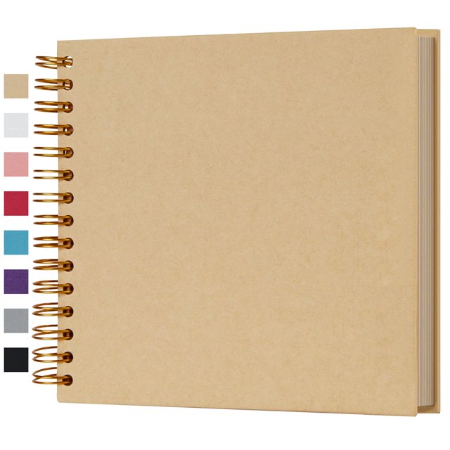 Potricher Álbum de fotos de 8 x 8 pulgadas, 80 páginas de papel kraft grueso en blanco, libro de recuerdos para bodas y aniversarios familiares (amarillo 8 pulgadas)