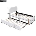 thumbnail image 2 of Twin Size Upholstered Platform Bed  with Arc-Shaped Headboard,  Modern Berber Fleece Upholstered Platform Bed with Wood Slat Support, 600lbs Weight Capacity, No Box Spring Needed, Easy Assembly, White, 2 of 9