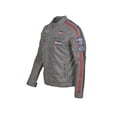 thumbnail image 2 of LAS Men's Gray racer style leather jacket Long sleeves Zip up closure 2 chest pockets with zip 2 side pockets, 2 of 3