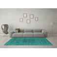 thumbnail image 3 of Ahgly Company Machine Washable Indoor Square Oriental Turquoise Blue Industrial Area Rugs, 7' Square, 3 of 4