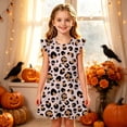 thumbnail image 2 of FYDUU Kids Halloween Dresses Girls Nightgowns Flutter Sleeve Cartoon Print Pajamas Dress Casual Nightgown Soft Princess Nightdress Sleepwear 9-10 Years, 2 of 5