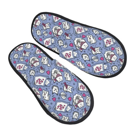 

House Slippers for Women Men - Abstract Hand Drawn Cartoon Cat Fish Soft House Shoes Fuzzy Slippers Lightweight Slip-On Cozy House Slippers for Woman Indoor Outdoor