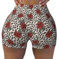thumbnail image 2 of Lsque Leopard Print Rose Pattern High Waisted Biker Shorts for Women-Tummy Control Fitness Athletic Workout Running Yoga Gym Shorts,Moisture-Wicking-Small, 2 of 9
