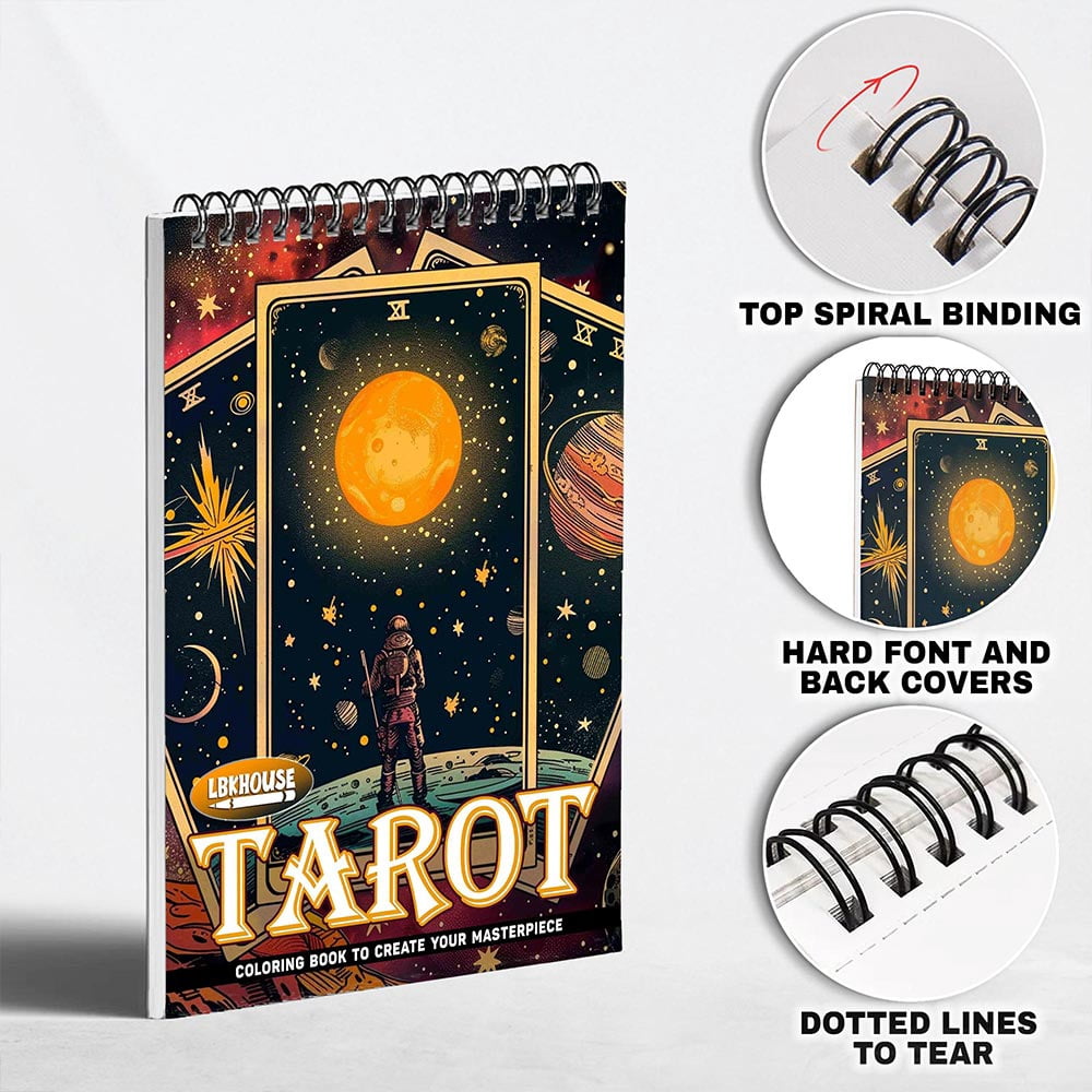 LBKHOUSE Tarot Coloring Book Spiral Bound for Adults, Premium Cover