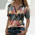 thumbnail image 2 of T-Shirt à Manches Courtes Imprimé Été V-Col Tops pour Femmes, 2 of 3
