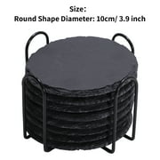 Aislor 8/12pcs Slate Coasters Bulk Engraving Blanks Black Stone Coasters with Anti-Scratch Bottom for Black C One Size