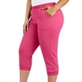 thumbnail image 2 of Mifsaly Capris Pants for Women Plus Size High Waisted Cropped Cargo Joggers with Side Pockets Comfy Lightweight Outdoor Summer Capris Pink,XL, 2 of 9