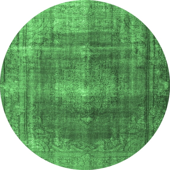 Ahgly Company Indoor Round Persian Emerald Green Bohemian Area Rugs, 4' Round