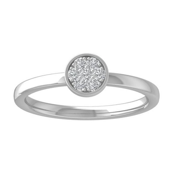 ARAIYA FINE JEWELRY 10K White Gold Round Cluster Diamond Engagement Ring (1/8 cttw, I2-I3 Clarity, I-J Color) Size 7.5