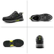 SPIEZ® Composite Toe Safety Shoes for Men, Oil-Resistant Lightweight Work Shoes, Durable Non Slip Sneakers for Hiking, Construction, Outdoor & Warehouse Use, Balck Green, Size 9