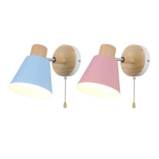 Lámpara de pared moderna de 2 piezas, lámpara de pared para sala de estar, dormitorio, baño, decoración azul y rosa
