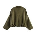thumbnail image 3 of Chaqueta de Ante Sintético para Mujer con Solapa y Bolsillo, Estilo Piloto, Informal, de Larga, Estilo Urbano Moderno Verde L, 3 of 5