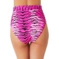 thumbnail image 2 of California Waves Junior's Topaz Tiger Banded High Waist Bikini Bottoms Swimsuit Pink Size Small, 2 of 3