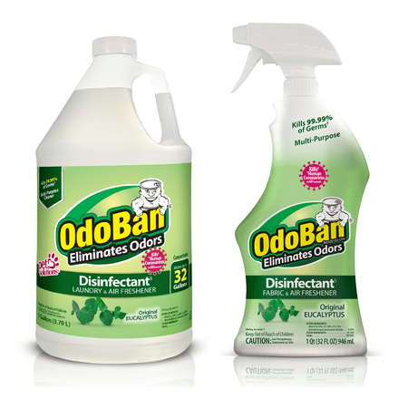 OdoBan Odor Eliminator and Disinfectant, Original Eucalyptus Scent (1 Gallon Concentrate / 32 oz. Ready-to-Use Spray)
