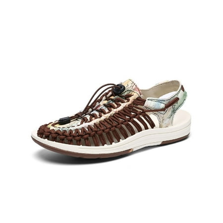 

Glookwis Womens Sandals Closed Toe Walking Shoe Drawstring Beach Sandal Mens Breathable Fashion Casual Shoes Adjustable Braided Coffee Colorful 10