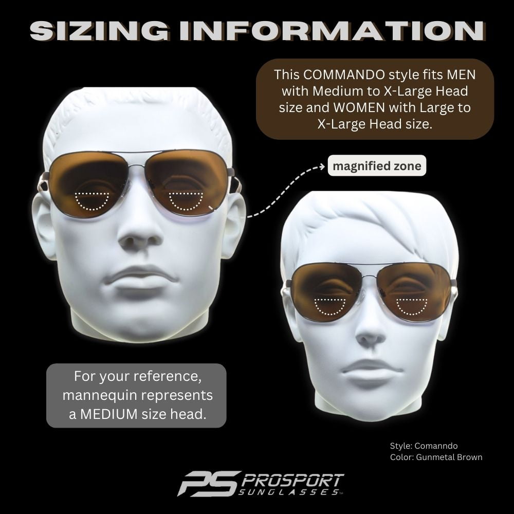 proSPORT Polarized BIFOCAL Sunglass Reader Anti-Glare Fishing Driving Golf Men Women Gunmetal Brown