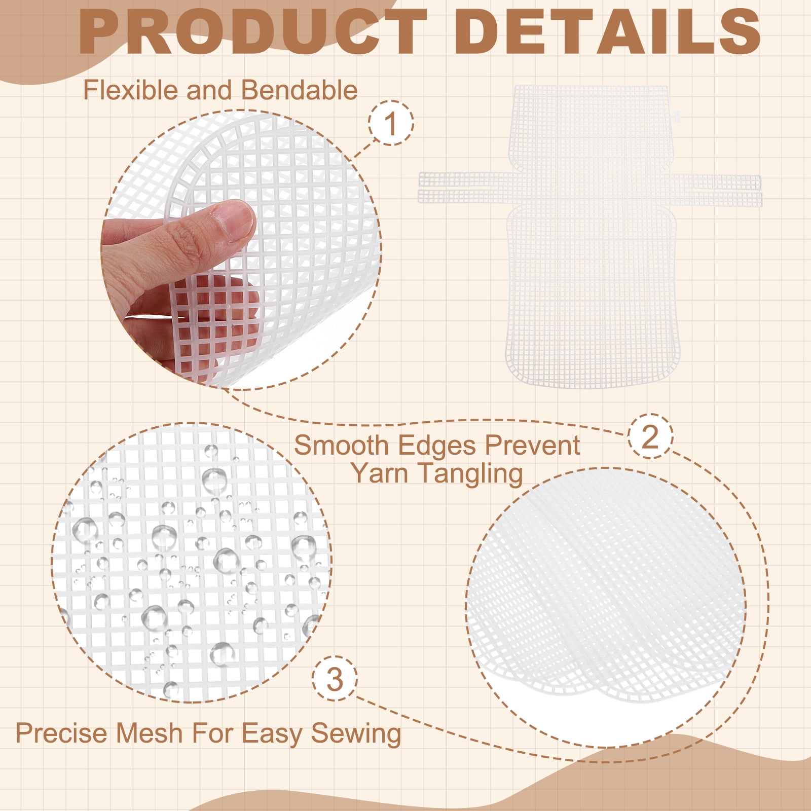 Uxcell 4 Pack Plastic Mesh Canvas Sheet, 16.7 x 15.4 Inch Plastic Mesh Sheet for Crochet  Purse Making, Blank Canvas for Embroidery, Crafting,  DIY Project, White
