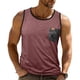 thumbnail image 1 of Camiseta de tirantes de cuello redondo para hombre, de verano, sin mangas, con cuello redondo, color block, bolsillo, de poliéster., 1 of 9